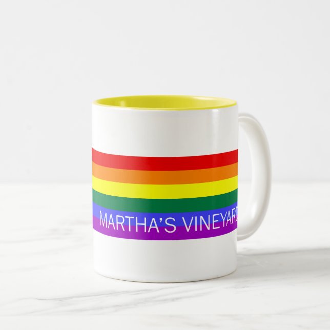 Caneca De Café Em Dois Tons Martha's Vineyard Rainbow Mug (Frente Esquerda)