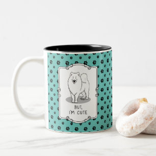 Caneca De Café Em Dois Tons Mas eu sou o Cachorro Bela Samoyed Engraçado Samm