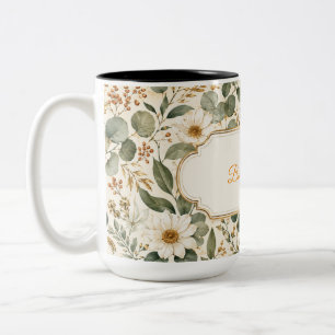 Caneca De Café Em Dois Tons Mas Primeiro Café Vintage Botânico Caneca Marrom P