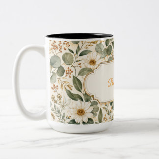 Caneca De Café Em Dois Tons Mas Primeiro Café Vintage Botânico Caneca Marrom P