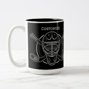 Caneca De Café Em Dois Tons Máscara de Goleiro Preta e Branca