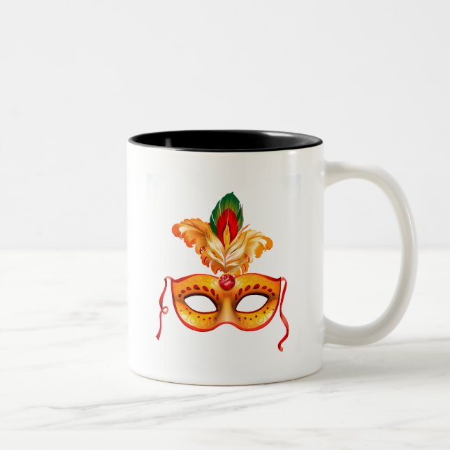Caneca De Café Em Dois Tons Máscara de mascarada púrpura mardi gras (Direita)