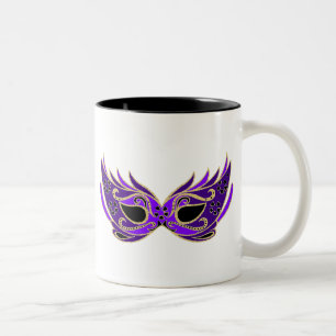 Caneca De Café Em Dois Tons Máscara de mascarada roxo real