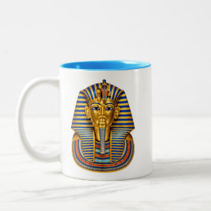 Caneca De Café Em Dois Tons Máscara Dourada do Faraó Egípcio Tutancâmon Arte E