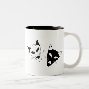 Caneca De Café Em Dois Tons Máscaras do drama do gato