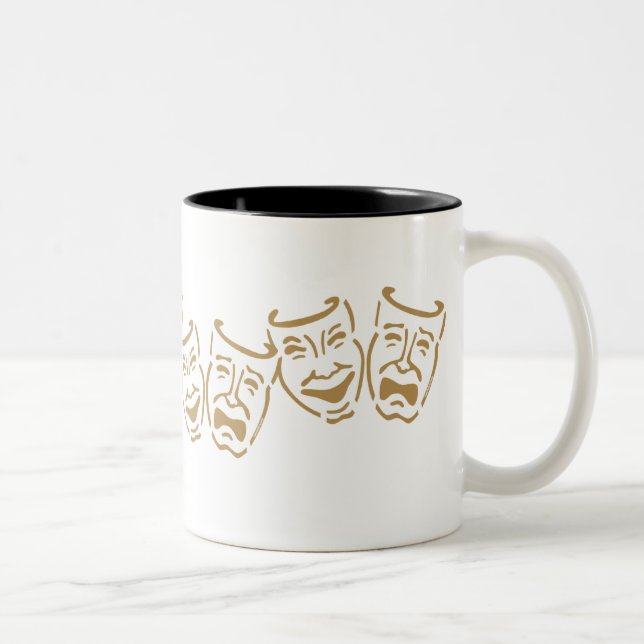 Caneca De Café Em Dois Tons Máscaras simples do drama (Direita)