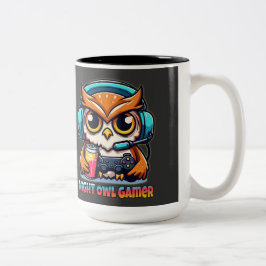 Caneca De Café Em Dois Tons Masco de Jogador Coruja Noturna Ilustração Diverti