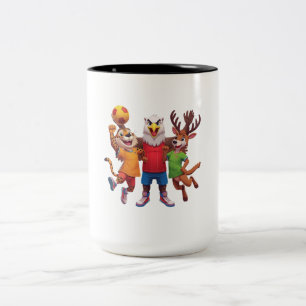 Caneca De Café Em Dois Tons Mascote de Equipe Esportiva de Animais Fofos em De