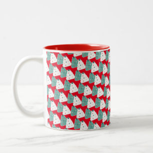 Caneca De Café Em Dois Tons Massa de Cookie de Árvore de Natal Caseira Vermelh