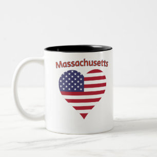 Caneca De Café Em Dois Tons Massachusetts American Flag Heart