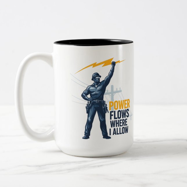 Caneca De Café Em Dois Tons Master Electrician Gift - Heroic Lightning (Esquerda)