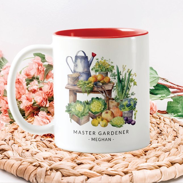 Caneca De Café Em Dois Tons Master Gardener Personalizado (Criador carregado)
