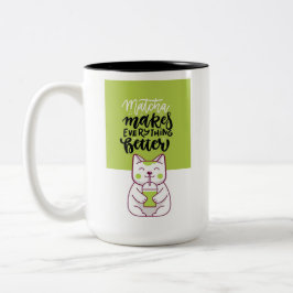 Caneca De Café Em Dois Tons Matcha cat funny cup
