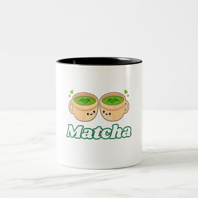 Caneca De Café Em Dois Tons Matcha Cute Kawaii para chá matcha em (Centro)