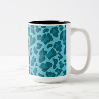 Caneca De Café Em Dois Tons Matizes impressos do Leopardo de Azul
