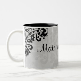 Caneca De Café Em Dois Tons Matriz de honra vitoriana negra e cinza