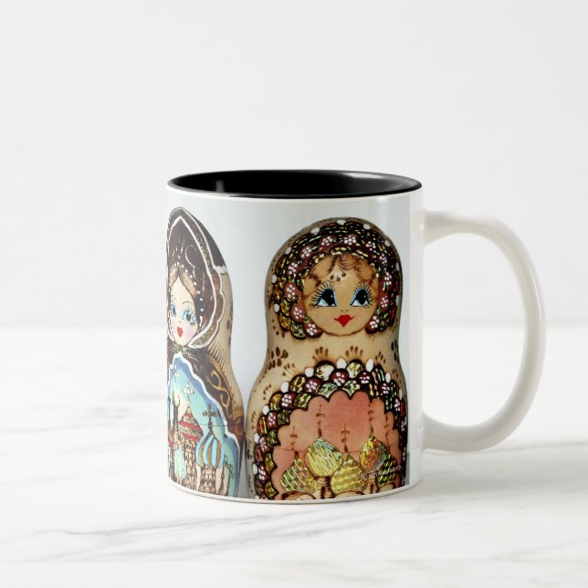 Caneca De Café Em Dois Tons Matryoshkas (Direita)