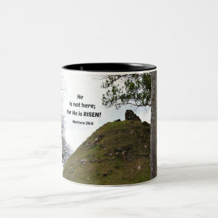 Caneca De Café Em Dois Tons Matthew 28:6 Ele não está aqui, porque ele está le
