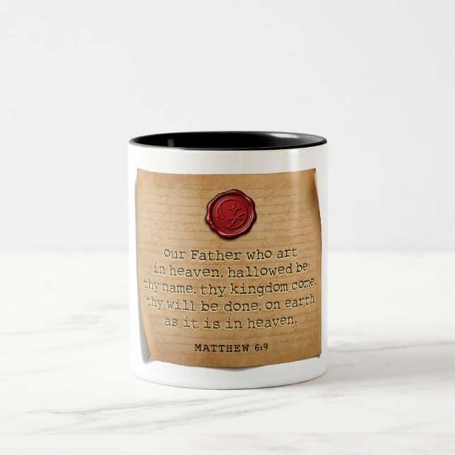 Caneca De Café Em Dois Tons MATTHEW 6:9 - Coffee Mug (Centro)