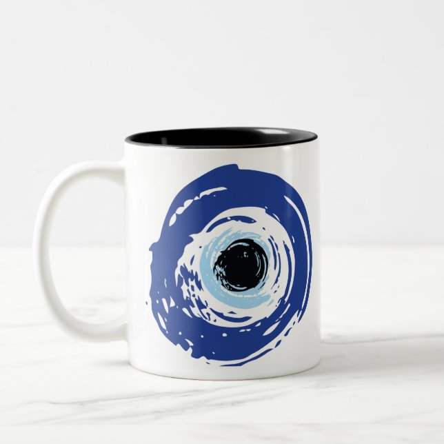 Caneca De Café Em Dois Tons Mau Olho Artístico Azul Grego (Esquerda)