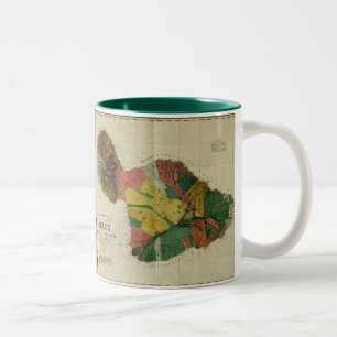 Caneca De Café Em Dois Tons Maui, 1885, mapa de Havaí do vintage