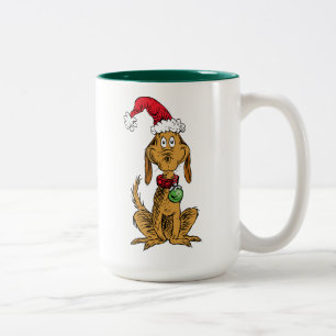 Caneca De Café Em Dois Tons Max o Cão com Chapéu de Papai Noel