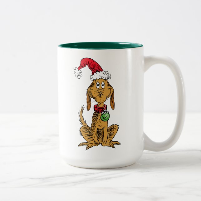 Caneca De Café Em Dois Tons Max o Cão com Chapéu de Papai Noel (Direita)