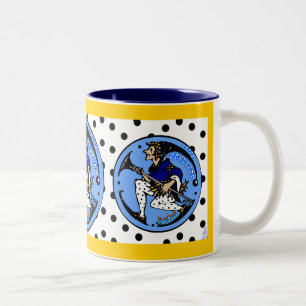 Caneca De Café Em Dois Tons Maxfield Parrish-y Hanukkah Elf v2