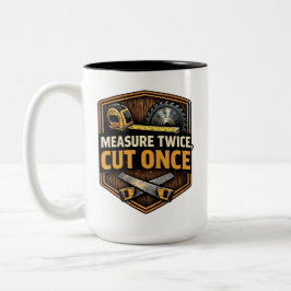 Caneca De Café Em Dois Tons Measure Twice Cut Once - Woodworking & Carpenter G