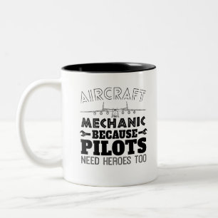 Caneca De Café Em Dois Tons Mecânica Da Aeronave Porque O Piloto Também Prec