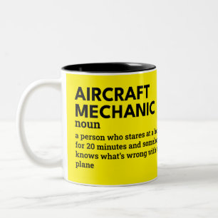 Caneca De Café Em Dois Tons Mecânica de aeronaves - Taça de café engraçada
