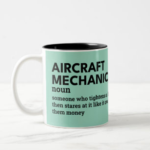 Caneca De Café Em Dois Tons Mecânica de Aeronaves - Testemunha Definida Mug