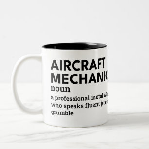 Caneca De Café Em Dois Tons Mecânico da aeronave - Definição de emprego hilári