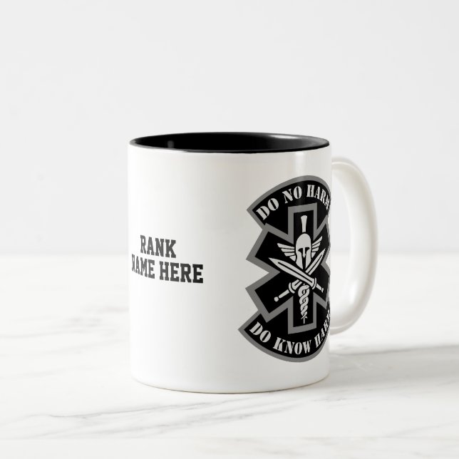 Caneca De Café Em Dois Tons Medicamento de Combate - Patch Spartan Personalizá (Frente Esquerda)