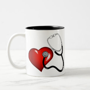 Caneca De Café Em Dois Tons Médico de Enfermeira Personalizada do Estetoscóp