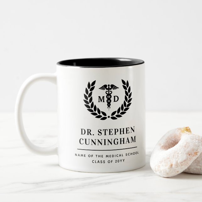 Caneca De Café Em Dois Tons Médico de Medicina de Graduação em Medicina (Com Donut)