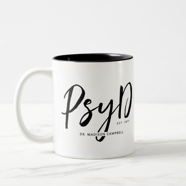 Caneca De Café Em Dois Tons Médico de PsyD Personalizado (Esquerda)