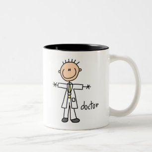 Caneca De Café Em Dois Tons Médico Figura de Palito