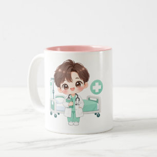 Caneca De Café Em Dois Tons Médico Pequeno Gentil