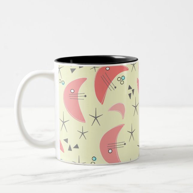 Caneca De Café Em Dois Tons Médio-século Moderno Boomerangs (Esquerda)