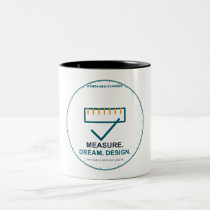 Caneca De Café Em Dois Tons Medir Sonhar Projetar Mulher Engenheira
