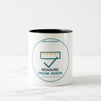 Caneca De Café Em Dois Tons Medir Sonhar Projetar Mulher Engenheira
