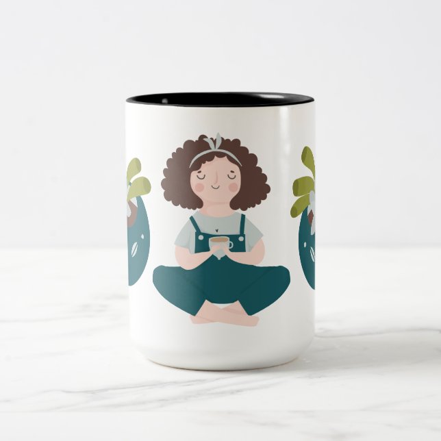 Caneca De Café Em Dois Tons Meditação em Casa (Centro)