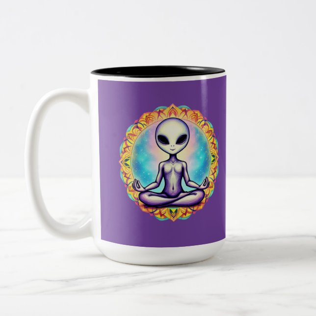 Caneca De Café Em Dois Tons Meditação Galáctica (Esquerda)