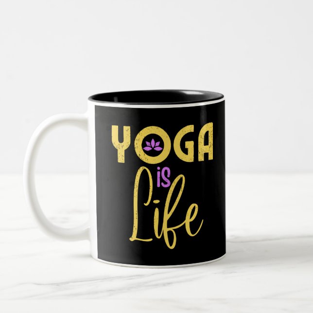 Caneca De Café Em Dois Tons Meditação Yoga é vida (Esquerda)