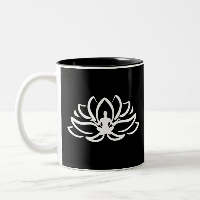 Caneca De Café Em Dois Tons Meditação Yoga Lotus (Esquerda)