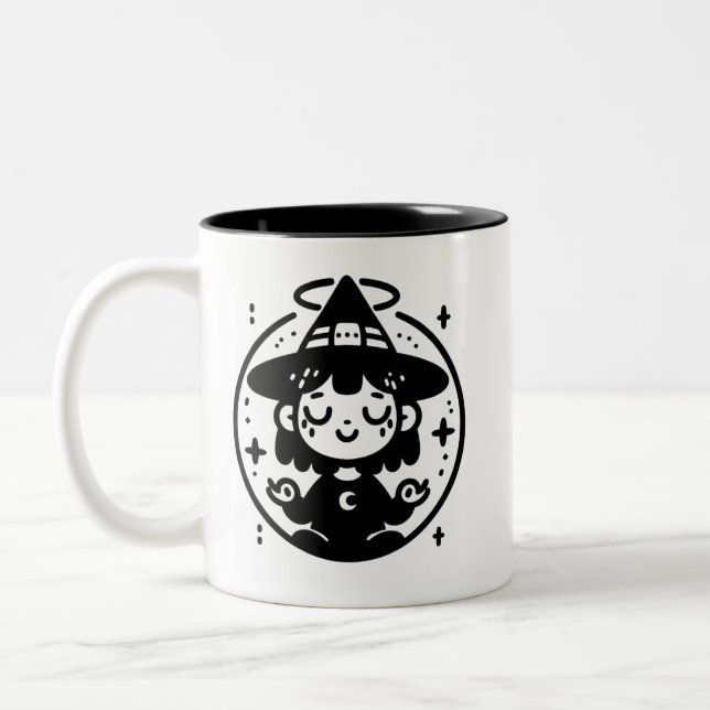 Caneca De Café Em Dois Tons Meditating Witch Circle Halloween Mug | Two-Sided  (Esquerda)