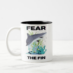 Caneca De Café Em Dois Tons medo do tubarão-barbatana