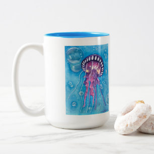 Caneca De Café Em Dois Tons Medusa Do Mar Profundo