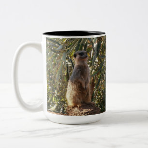 Caneca De Café Em Dois Tons Meerkat Em Guarda,